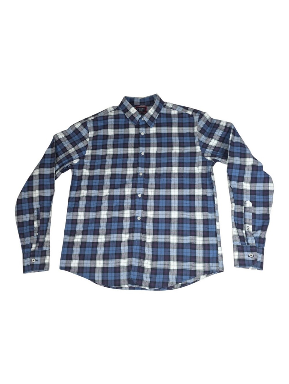 UNTUCKit Men's Navy and Light Blue Plaid Button-Down Shirt